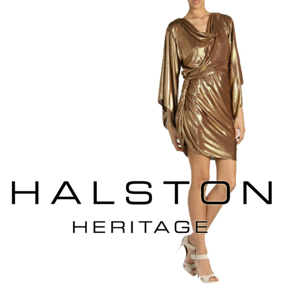 Halston Heritage Dresses & Skirts - Halston Heritage Liquid Gold Party Dress Size 4